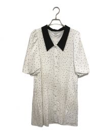 Estella.K（エステラケー）の古着「パフスリーブプリーツワンピース」｜ホワイト×ブラック