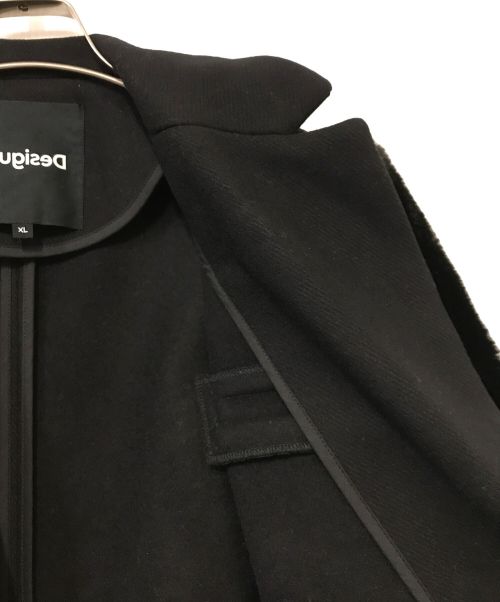 Desigual（デシグアル）Desigual (デシグアル) エコファー切替チェスターコート ブラック サイズ:XLの古着・服飾アイテム