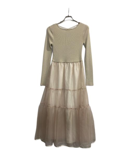 Apuweiser-riche（アプワイザーリッシェ）Apuweiser-riche (アプワイザーリッシェ) シアーティアードドッキングワンピース ベージュ サイズ:2の古着・服飾アイテム