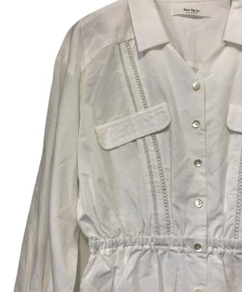 HER LIP TO（ハーリップトゥ）Her lip to (ハーリップトゥ) Lace Trimming Cotton Blouse ホワイト サイズ:Ｆの古着・服飾アイテム