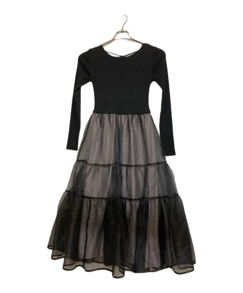 Apuweiser-riche（アプワイザーリッシェ）Apuweiser-riche (アプワイザーリッシェ) シアーティアードドッキングワンピース ブラック サイズ:1の古着・服飾アイテム