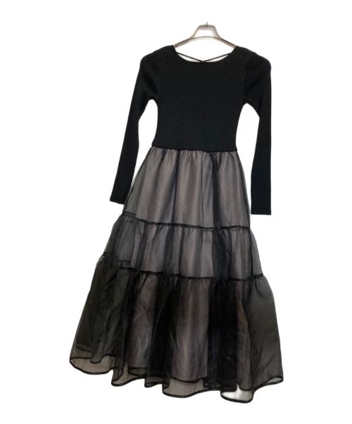 Apuweiser-riche（アプワイザーリッシェ）Apuweiser-riche (アプワイザーリッシェ) シアーティアードドッキングワンピース ブラック サイズ:1の古着・服飾アイテム