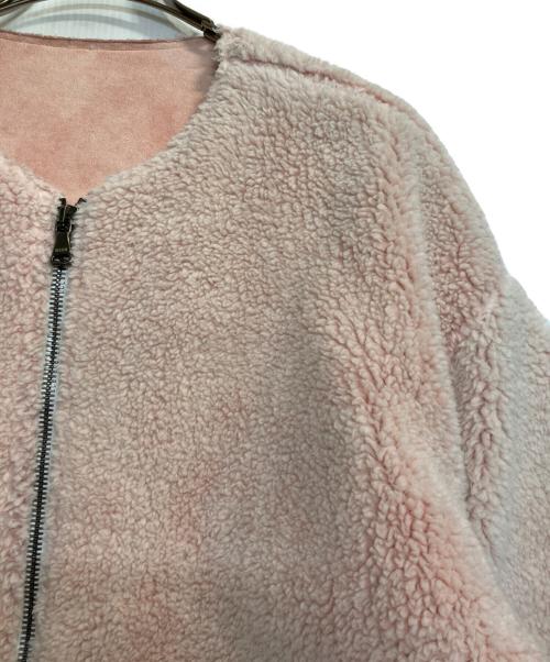 MSGM（エムエスジーエム）MSGM (エムエスジーエム) ノーカラーボアコート ピンク サイズ:40の古着・服飾アイテム