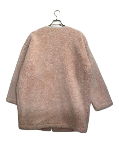 MSGM（エムエスジーエム）MSGM (エムエスジーエム) ノーカラーボアコート ピンク サイズ:40の古着・服飾アイテム