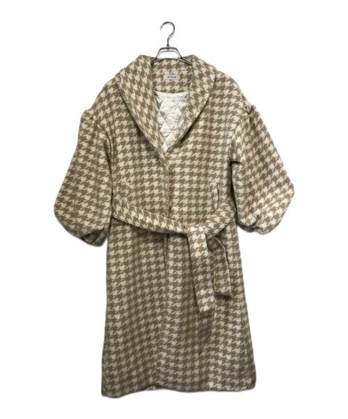 melt the lady（メルトザレディ）melt the lady (メルトザレディ) 千鳥柄ボリューム袖コート ベージュ×ホワイト サイズ:-の古着・服飾アイテム