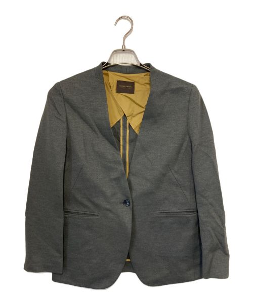 TOMORROW LAND（トゥモローランド）TOMORROW LAND (トゥモローランド) カルゼサーキュラーノーカラージャケット グレー サイズ:Sの古着・服飾アイテム