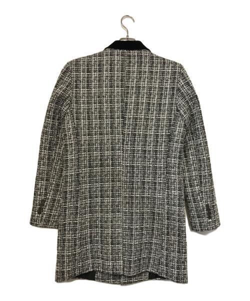 DOLCE & GABBANA（ドルチェ＆ガッバーナ）DOLCE & GABBANA (ドルチェ＆ガッバーナ) ベロアカラーツイードコート ブラック×ホワイト サイズ:記載なしの古着・服飾アイテム