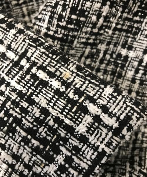 DOLCE & GABBANA（ドルチェ＆ガッバーナ）DOLCE & GABBANA (ドルチェ＆ガッバーナ) ベロアカラーツイードコート ブラック×ホワイト サイズ:記載なしの古着・服飾アイテム