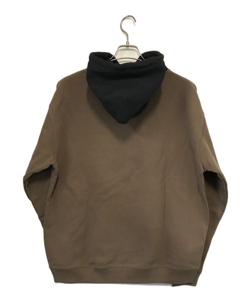 Lafayette（ラファイエット）Lafayette (ラファイエット) LOGO 2TONE HOODIE ブラウン×ブラック サイズ:Lの古着・服飾アイテム
