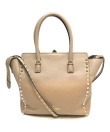 VALENTINO GARAVANI（ヴァレンティノ・ガラヴァーニ）の古着「ロックスタッズ2wayバッグ」｜ベージュ