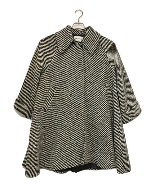 EMMEL REFINES（エメル リファインズ）EMMEL REFINES (エメル リファインズ) Aラインステンカラーコート ブラック×ホワイト サイズ:Ｓの古着・服飾アイテム