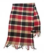 BLACK LABEL CRESTBRIDGEブラックレーベル クレストブリッジ）の古着「ウールカシミヤチェックマフラー」｜レッド×ブラウン