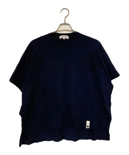ENFOLD（エンフォルド）ENFOLD (エンフォルド) KNIT × CUT T-SHIRT / ニットカットソーコンビTシャツ ネイビー サイズ:38の古着・服飾アイテム