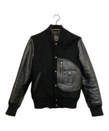 Schott（ショット）の古着「DポケットVARSITYレザー切替ジャケット」｜ブラック