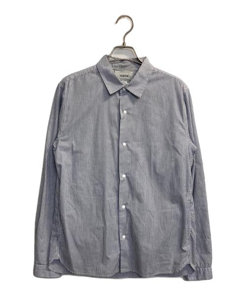 YAECA（ヤエカ）YAECA (ヤエカ) スナップボタンストライプシャツ ホワイト×ブルー サイズ:Ⅼの古着・服飾アイテム