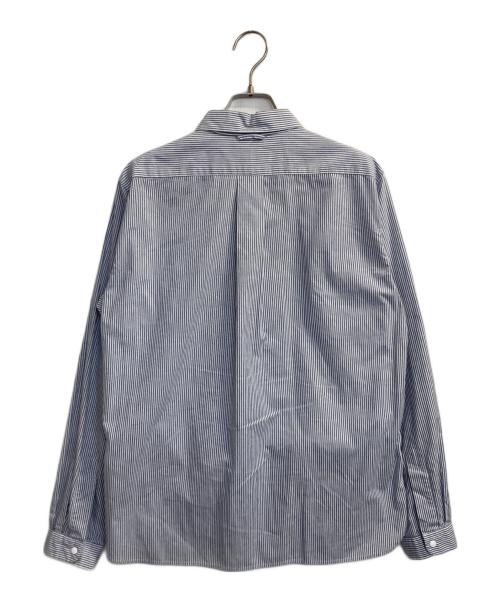 YAECA（ヤエカ）YAECA (ヤエカ) スナップボタンストライプシャツ ホワイト×ブルー サイズ:Ⅼの古着・服飾アイテム