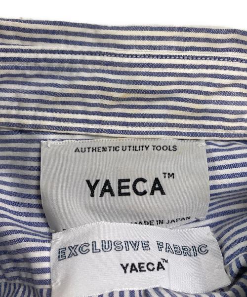 YAECA（ヤエカ）YAECA (ヤエカ) スナップボタンストライプシャツ ホワイト×ブルー サイズ:Ⅼの古着・服飾アイテム