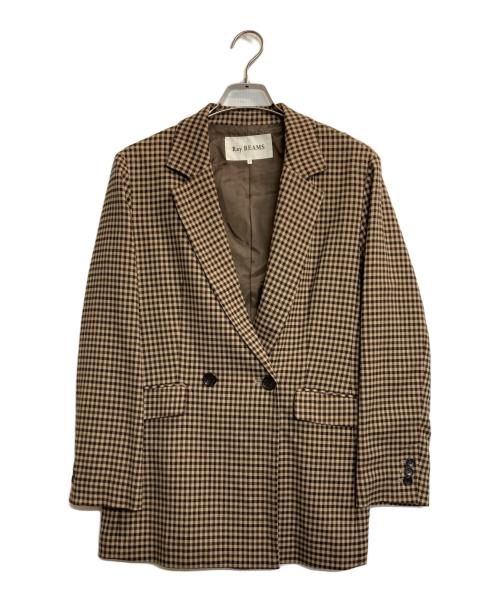 RAY BEAMS（レイ ビームス）RAY BEAMS (レイ ビームス) チェックダブルジャケット ブラウン サイズ:1の古着・服飾アイテム