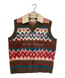 masonprince×THE GOD PARTICLE（メゾンプリンス）の古着「襟付ニットベスト」｜ブラウン×ピンク