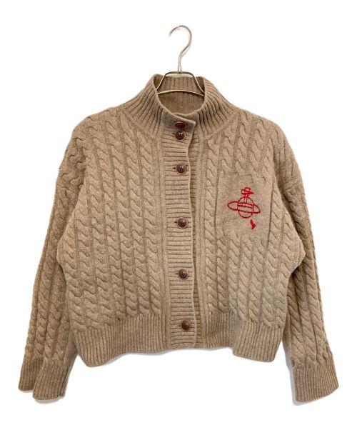 Vivienne Westwood RED LABEL（ヴィヴィアンウエストウッドレッドレーベル）Vivienne Westwood RED LABEL (ヴィヴィアンウエストウッドレッドレーベル) オーブ刺繍ケーブルニットカーディガン ベージュ サイズ:00の古着・服飾アイテム