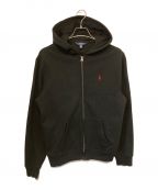 POLO RALPH LAURENポロ・ラルフローレン）の古着「ワンポイントロゴ刺繍ジップパーカー」｜ブラック
