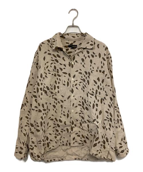 BEAMS PLUS（ビームスプラス）BEAMS PLUS (ビームスプラス) レオパードリネンシャツ ブラウン×ベージュ サイズ:Mの古着・服飾アイテム