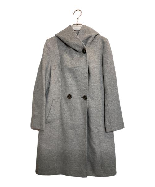 23区（ニジュウサンク）23区 (ニジュウサンク) ウールアンゴラビーバーフーデッドコート グレー サイズ:36の古着・服飾アイテム