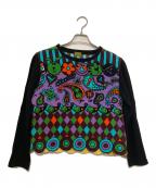 OLLEBOREBLAアルベロベロ）の古着「総柄ベロアカットソー」｜ブラック