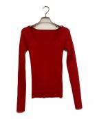 anuansアニュアンス）の古着「カシミヤブレンドデコルテリブニットプルオーバー」｜レッド