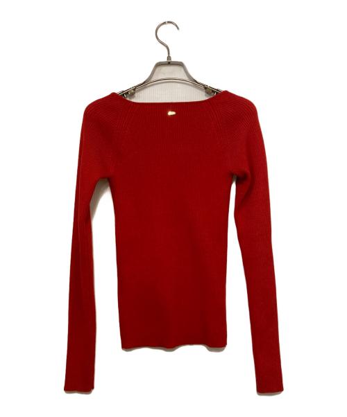 anuans（アニュアンス）anuans (アニュアンス) カシミヤブレンドデコルテリブニットプルオーバー レッド サイズ:Fの古着・服飾アイテム