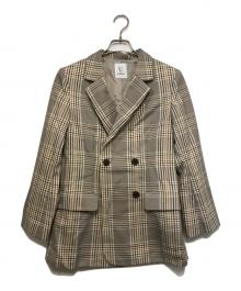 U by SPICK&SPAN（ユー バイ スピック＆スパン）の古着「オーバーチェックダブルジャケット」｜ベージュ