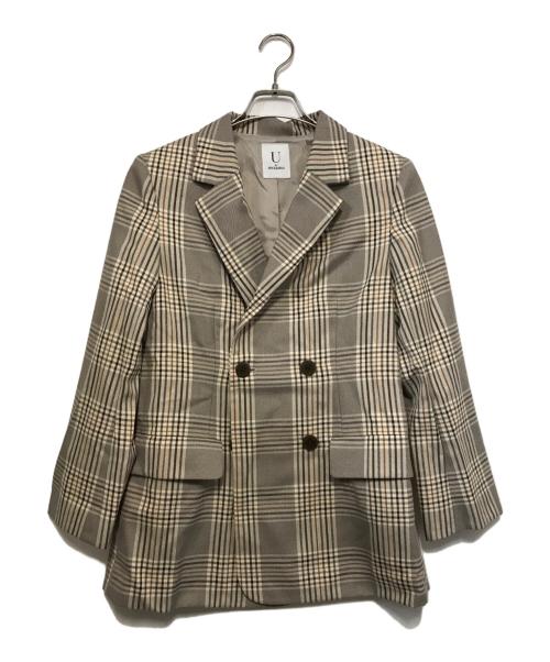 U by SPICK&SPAN（ユー バイ スピック＆スパン）U by SPICK&SPAN (ユー バイ スピック＆スパン) オーバーチェックダブルジャケット ベージュ サイズ:38の古着・服飾アイテム