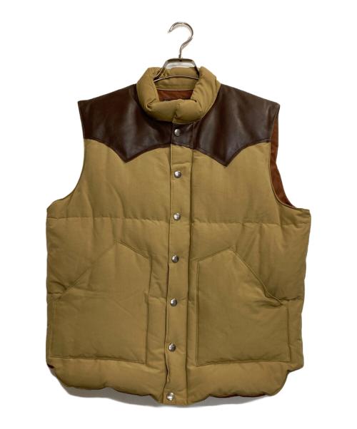 SUGAR CANE（シュガーケーン）SUGAR CANE (シュガーケーン) LEATHER YOKE T:C DOWN VEST ブラウン×ベージュ サイズ:ＸＬの古着・服飾アイテム