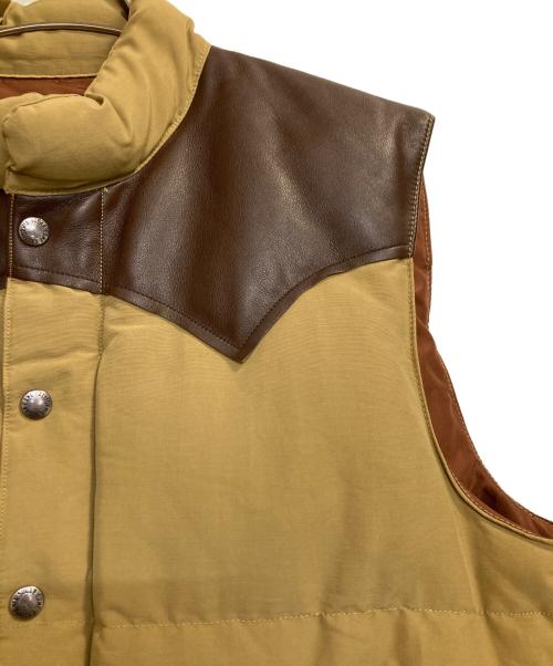 SUGAR CANE（シュガーケーン）SUGAR CANE (シュガーケーン) LEATHER YOKE T:C DOWN VEST ブラウン×ベージュ サイズ:ＸＬの古着・服飾アイテム