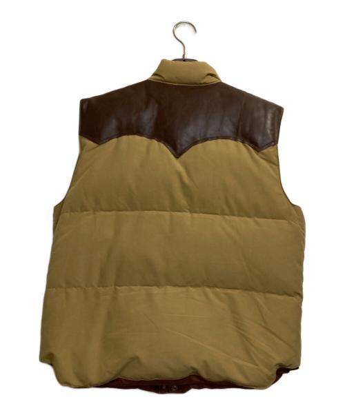 SUGAR CANE（シュガーケーン）SUGAR CANE (シュガーケーン) LEATHER YOKE T:C DOWN VEST ブラウン×ベージュ サイズ:ＸＬの古着・服飾アイテム