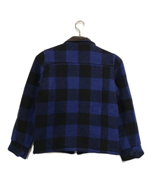 H.R.MARKET（ハリウッドランチマーケッド）H.R.MARKET (ハリウッドランチマーケッド) レザーカラーチェックジャケット ブラック×ブルー サイズ:1の古着・服飾アイテム