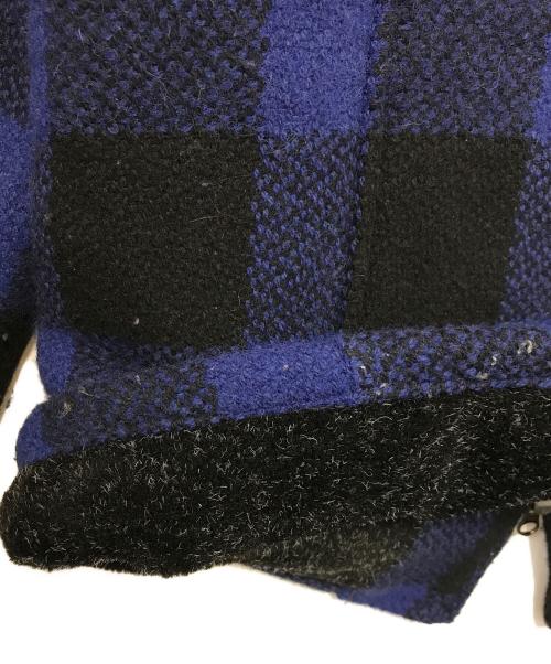 H.R.MARKET（ハリウッドランチマーケッド）H.R.MARKET (ハリウッドランチマーケッド) レザーカラーチェックジャケット ブラック×ブルー サイズ:1の古着・服飾アイテム