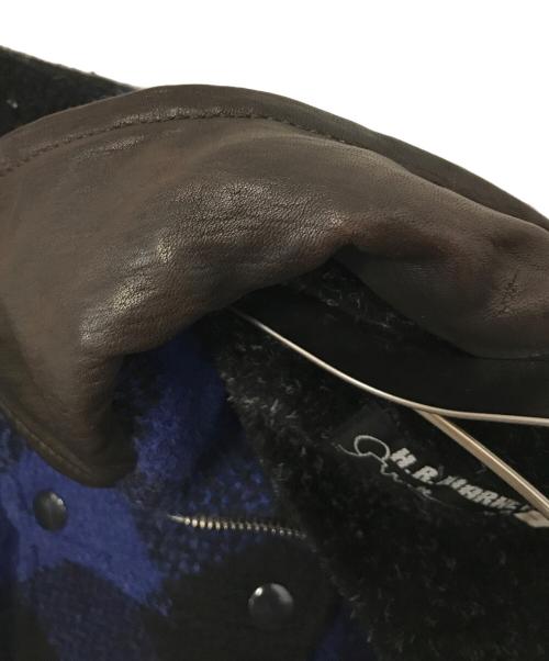 H.R.MARKET（ハリウッドランチマーケッド）H.R.MARKET (ハリウッドランチマーケッド) レザーカラーチェックジャケット ブラック×ブルー サイズ:1の古着・服飾アイテム