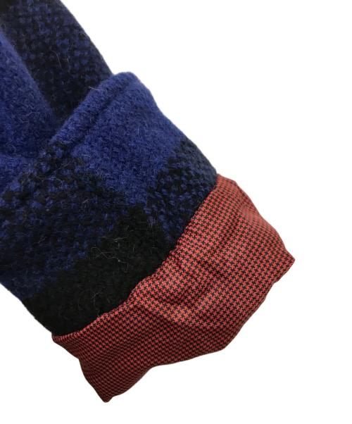 H.R.MARKET（ハリウッドランチマーケッド）H.R.MARKET (ハリウッドランチマーケッド) レザーカラーチェックジャケット ブラック×ブルー サイズ:1の古着・服飾アイテム