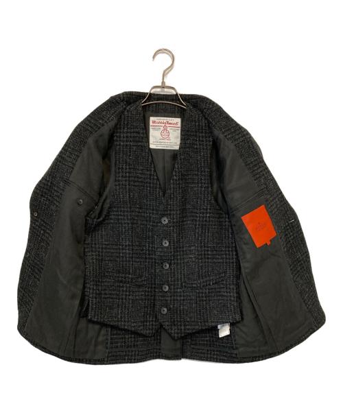 ROSSO（ロッソ）ROSSO (ロッソ) Harris Tweed (ハリスツイード) ジレ付テーラードジャケット ブラック サイズ:Sの古着・服飾アイテム