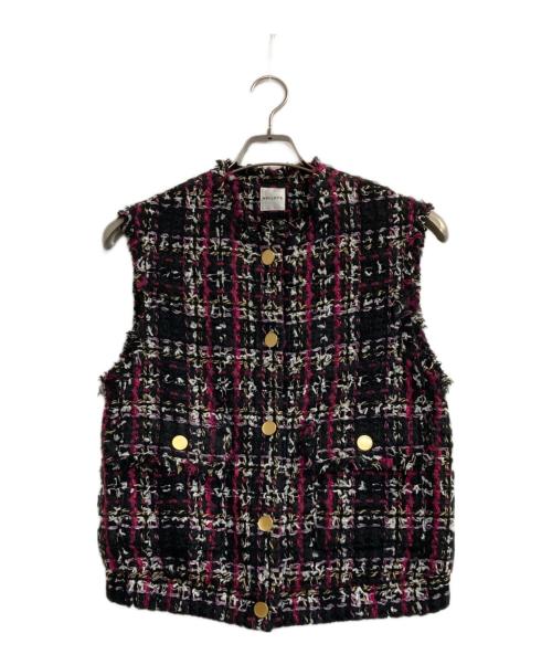 NOLLEY'S（ノーリーズ）NOLLEY'S (ノーリーズ) カラーミックスツイードジレ ピンク×ブラック サイズ:38の古着・服飾アイテム