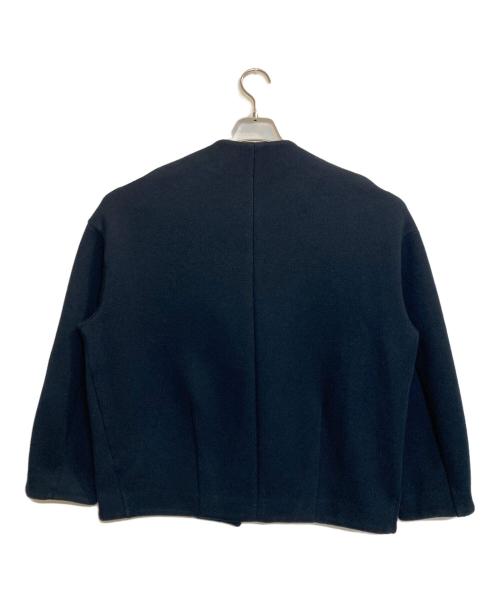 UNTITLED（アンタイトル）UNTITLED (アンタイトル) ダブルジョーゼット ノーカラー ジャケット ネイビー サイズ:2の古着・服飾アイテム