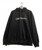 CarHarttカーハート）の古着「裏起毛ロゴパーカー」｜ブラック