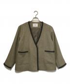 SLOBE IENAスローブ イエナ）の古着「ツィードVネックノーカラージャケット」｜ベージュ