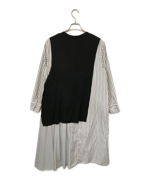 ELENDEEK（エレンディーク）ELENDEEK (エレンディーク) レイヤードストライプワンピース ブラック×ホワイト サイズ:01の古着・服飾アイテム