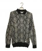 WACKO MARIAワコマリア）の古着「PYTHON KNIT JACQUARD POLO SHIRT / パイソンニットポロシャツ」｜ブラック×グレー