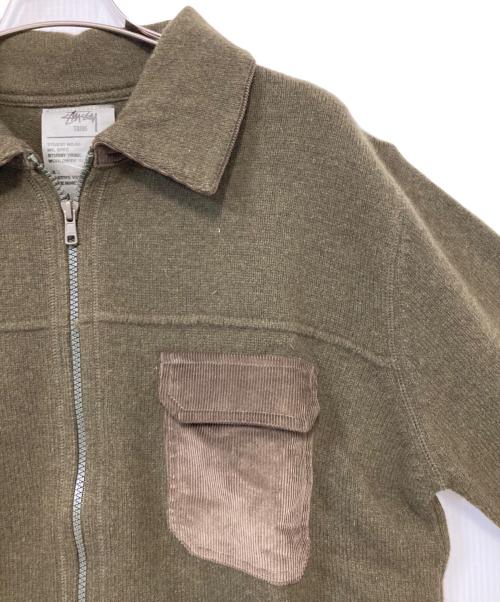 stussy（ステューシー）stussy (ステューシー) ニットジャケット カーキ サイズ:Ｍの古着・服飾アイテム