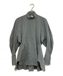 Mame Kurogouchi（マメクロゴウチ）の古着「Cotton Chambray High Neck Blouse」｜グレー