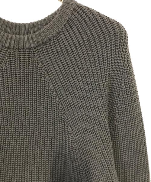 BATONER（バトナ―）BATONER (バトナ―) SIGNATURE CREW NECK D.Gray/ウール5ゲージシグニチャー畦編みクルーネックニット グレー サイズ:3の古着・服飾アイテム