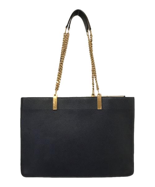 Chloe（クロエ）Chloe (クロエ) バイカラーチェーントートレザーバッグ ブラック×ピンクベージュの古着・服飾アイテム